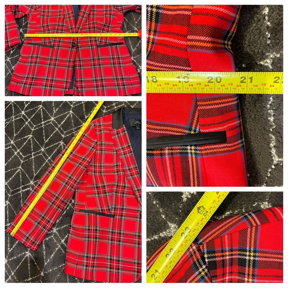 J Crew Parke Plaid Blazer Jacket in Steward Tartan Red Wool - Picture 7 of 10